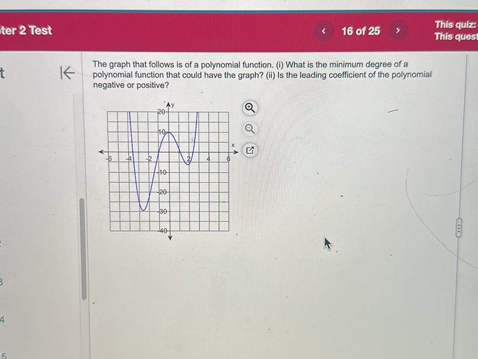 The graph that follows is of a polynomial | StudyX