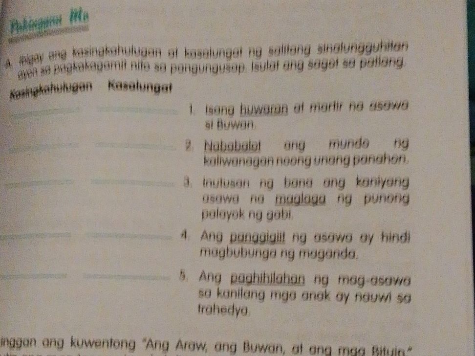 A. Ibigay ang kasingkahulugan at kasalungat | StudyX