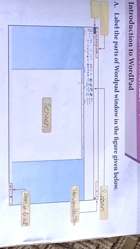 A. Label the parts of Wordpad window in the | StudyX