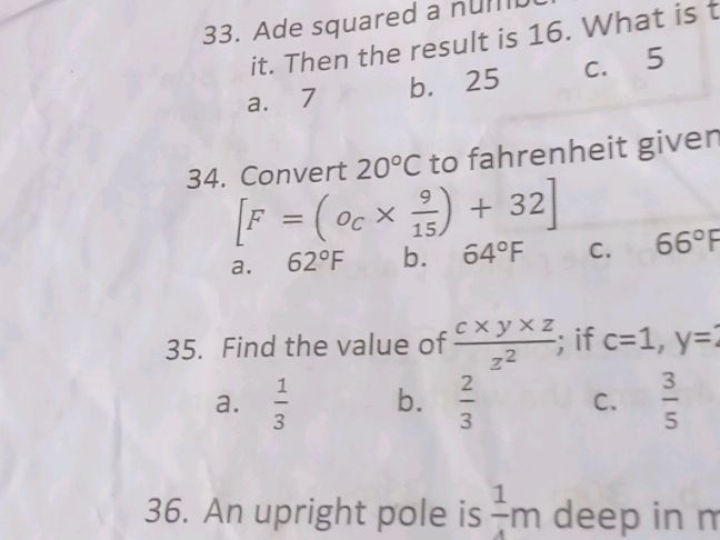33. Ade squared a number and the result is | StudyX