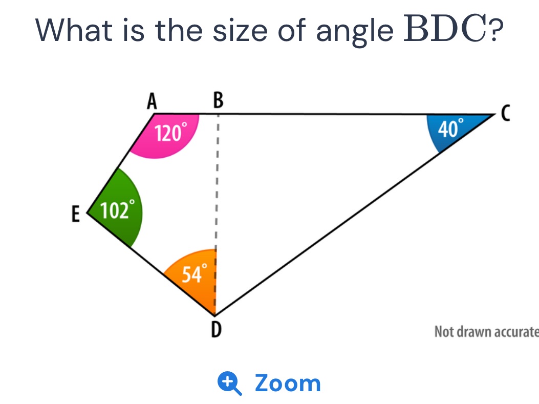 What is the size of angle BDC? In the | StudyX