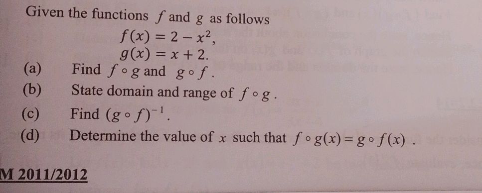 Given the functions $f$ and $g$ as follows | StudyX