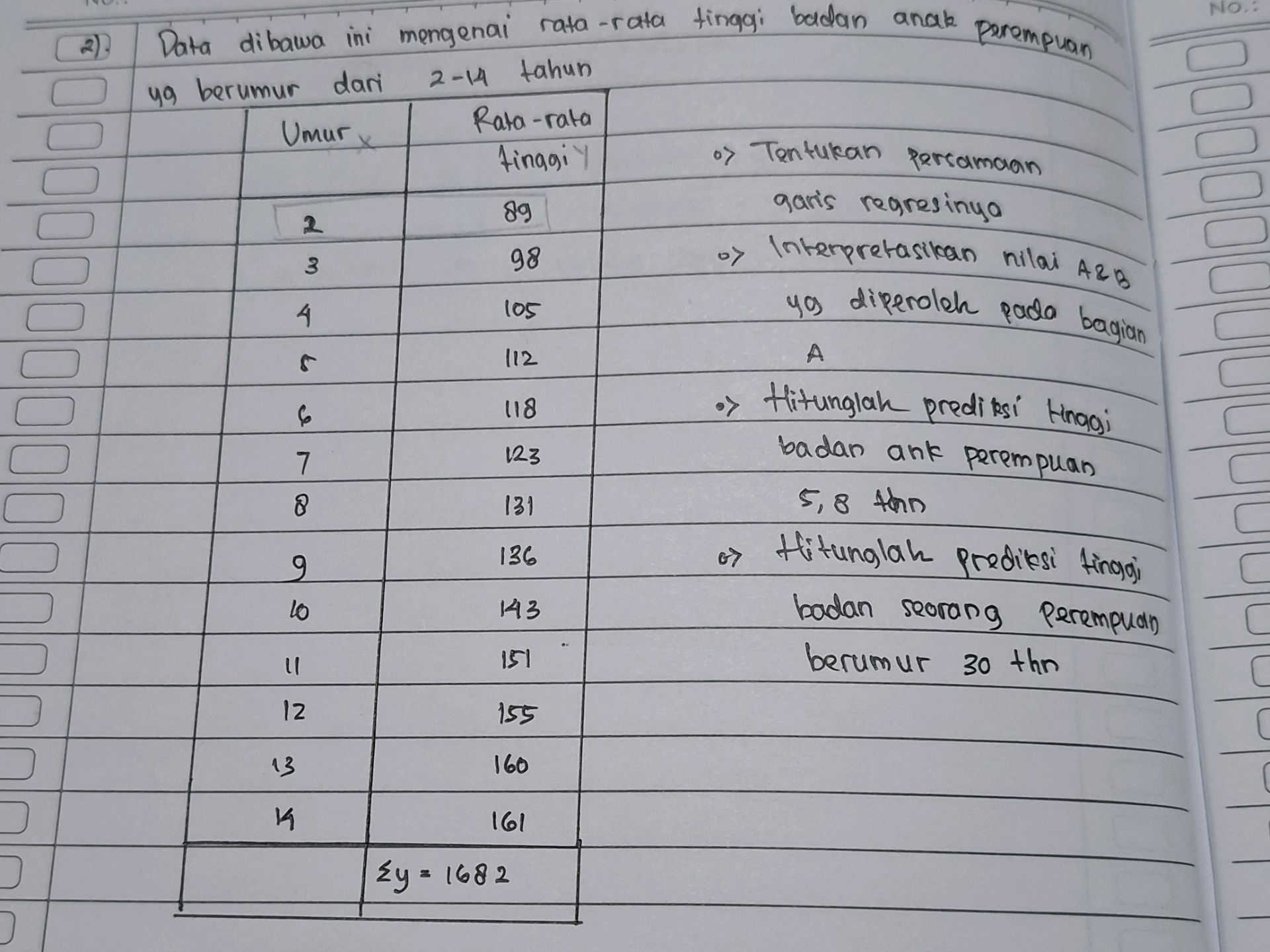 2) Data dibawa ini mengenai rata-rata tinggi | StudyX