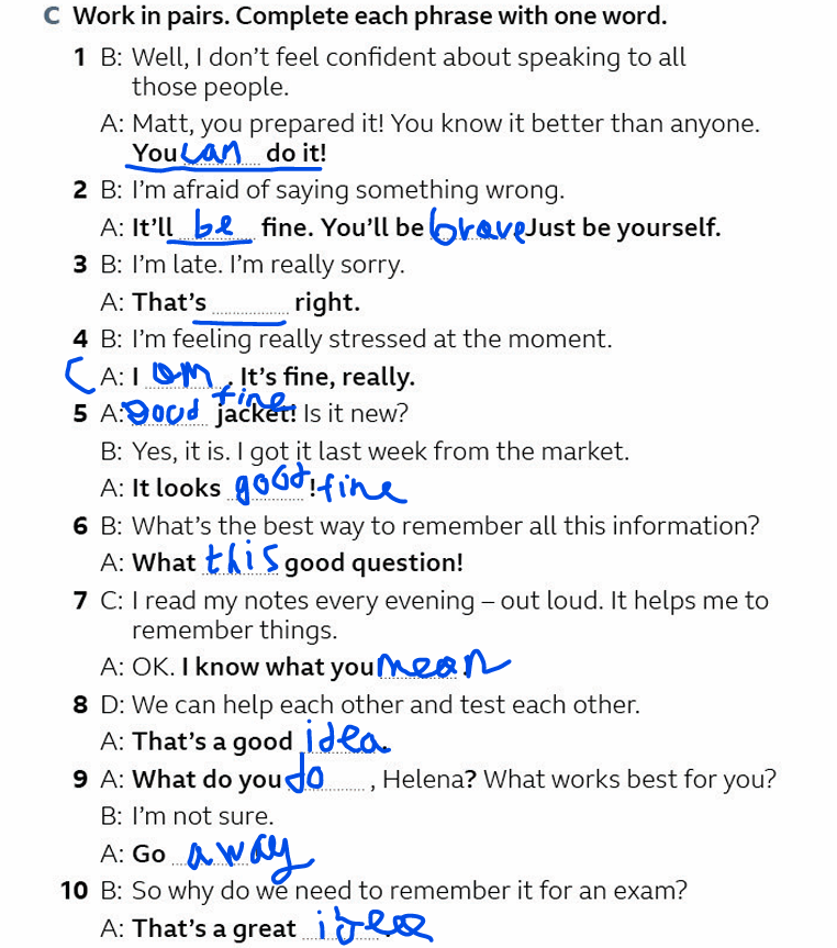4A Put the phrases in bold from Ex 3C into