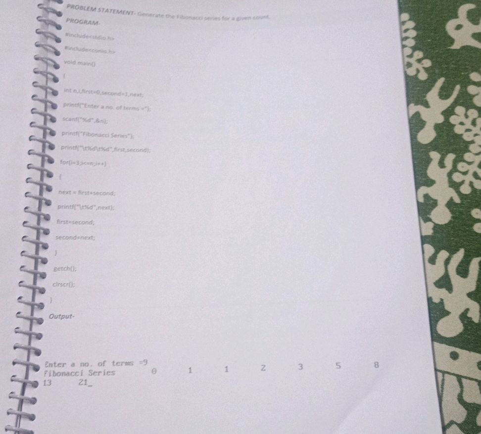 PROBLEM STATEMENT- Generate the Fibonacci | StudyX