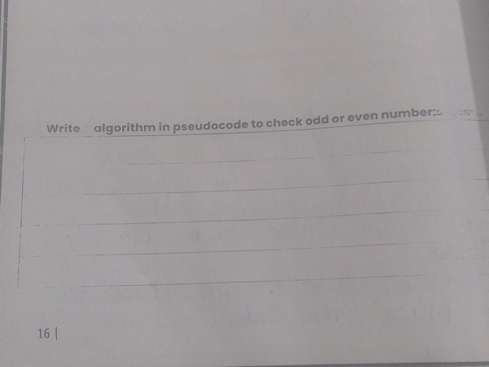 Write algorithm in pseudocode to check odd