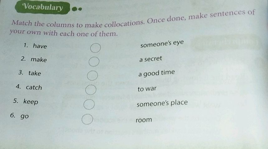 Match the columns to make collocations. Once | StudyX