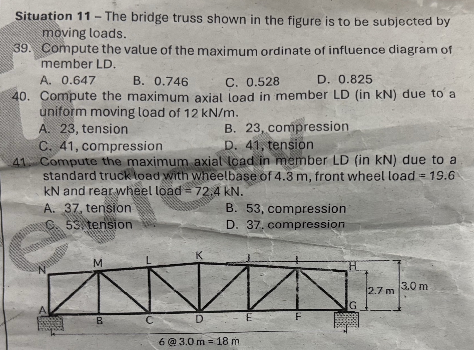 Situation 11 – The bridge truss shown in the | StudyX