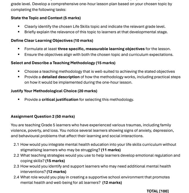 Develop a comprehensive one-hour lesson plan | StudyX