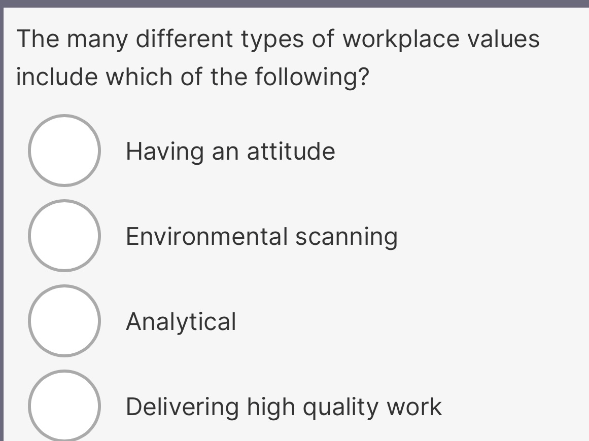 The many different types of workplace values