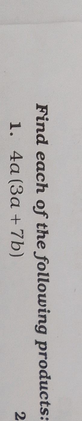 Find each of the following products: 1. | StudyX