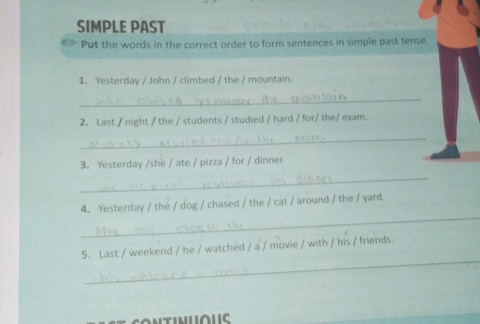 SIMPLE PAST Put the words in the correct | StudyX