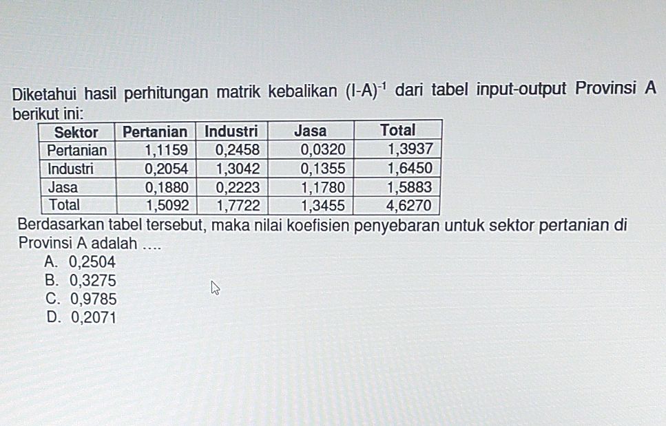 Diketahui hasil perhitungan matrik kebalikan | StudyX