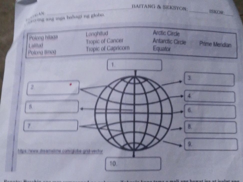 Identify the parts of the globe. | | | | StudyX