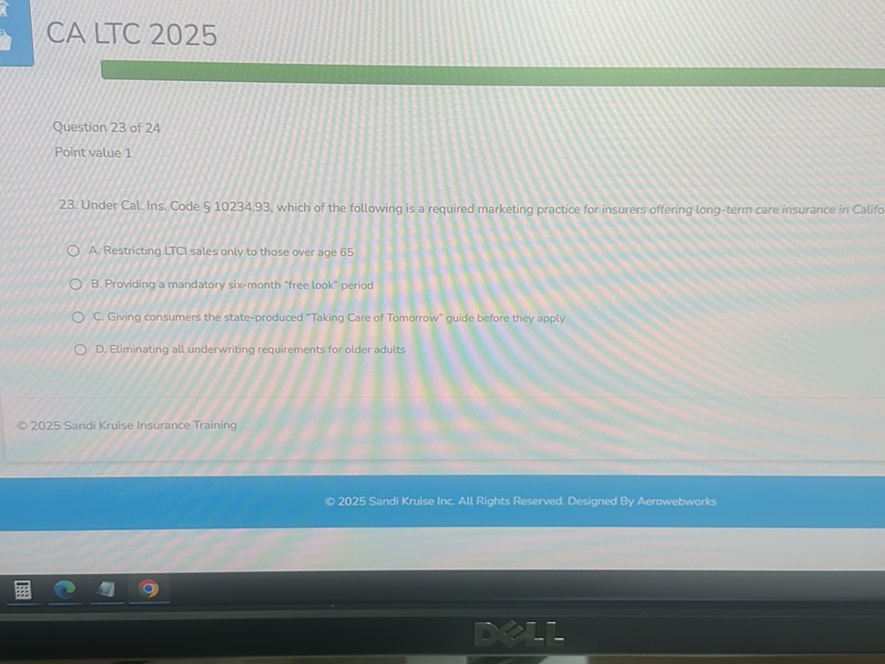 Under Cal. Ins. Code § 10234.93, which of | StudyX