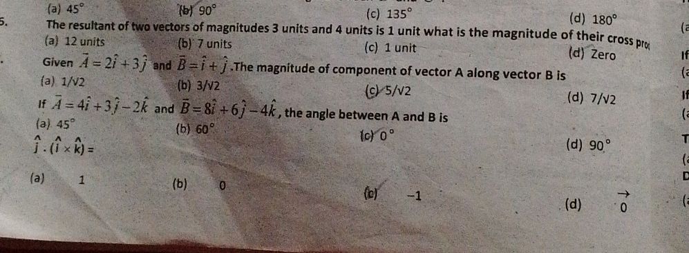 5. The resultant of two vectors of | StudyX