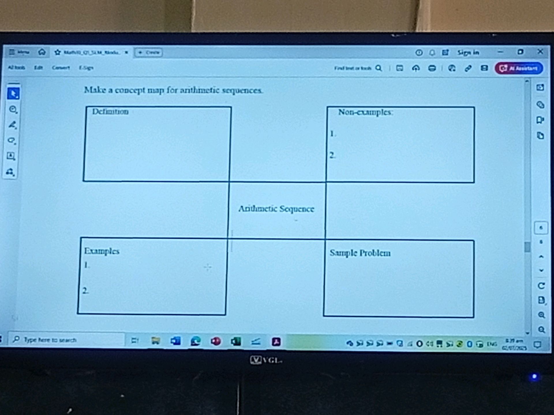Make a concept map for arithmetic sequences. | StudyX