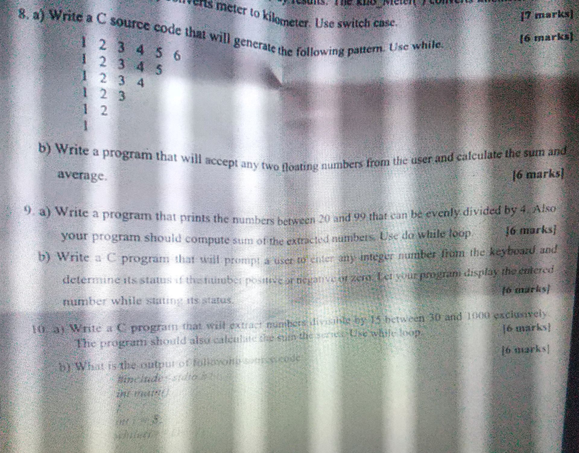 8. a) Write a C source code that will | StudyX