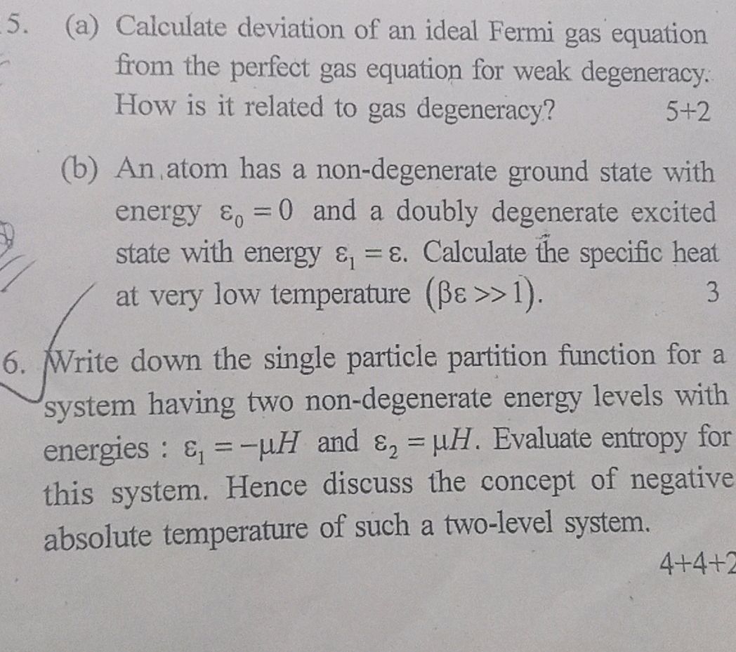 (a) Calculate deviation of an ideal Fermi | StudyX