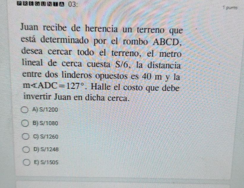 Juan recibe de herencia un terreno que está | StudyX