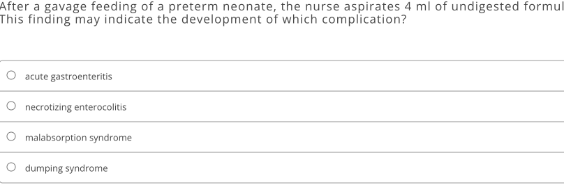 Undigested Formula After a gavage feeding of a preterm neonate,