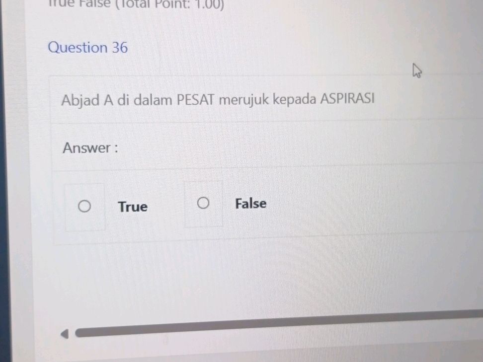 Abjad A di dalam PESAT merujuk kepada | StudyX