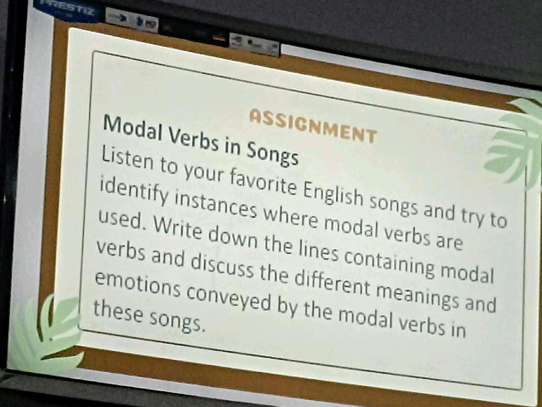 Modal Verbs in Songs Listen to your | StudyX