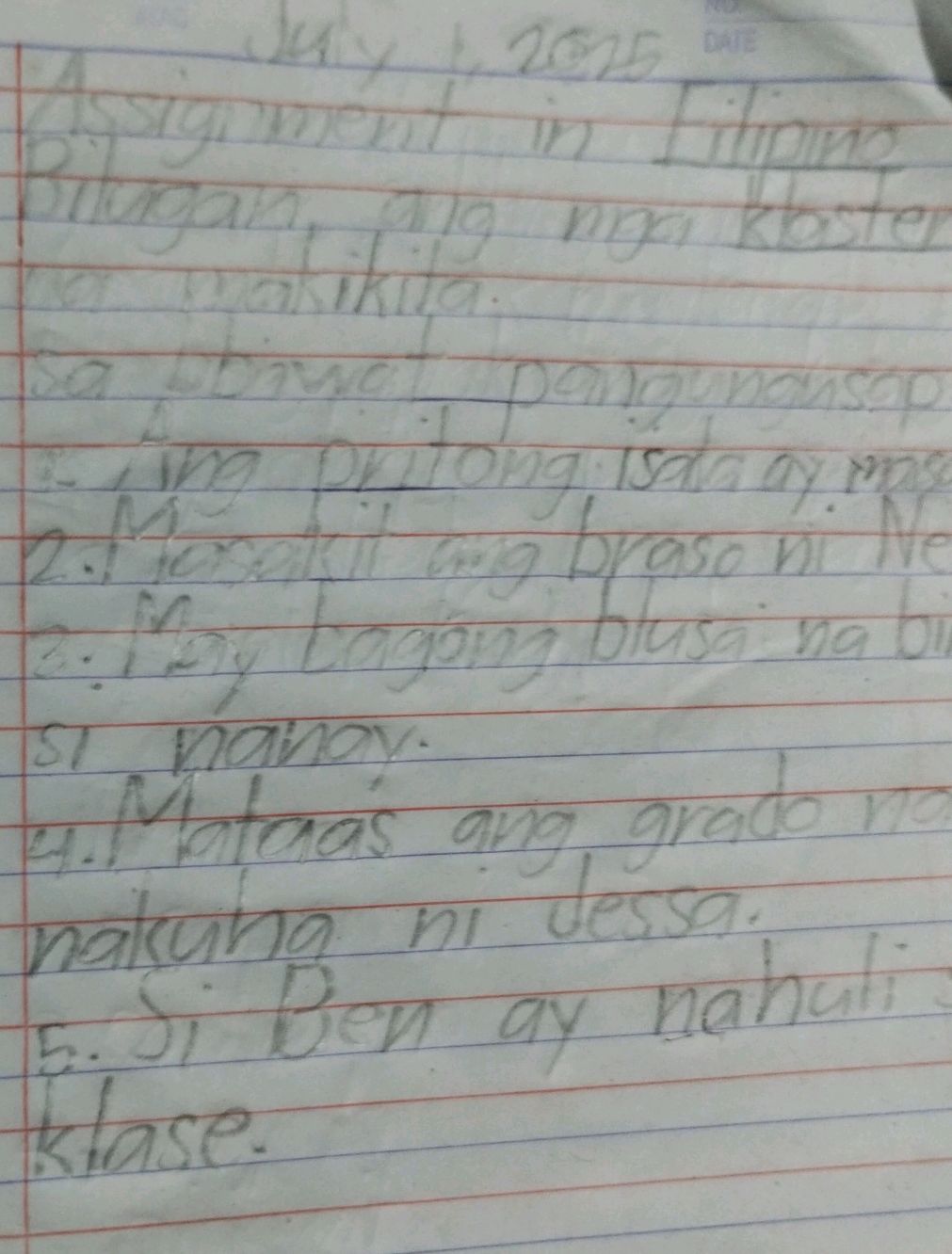 Assignment in Filipino Bilugan ang mga