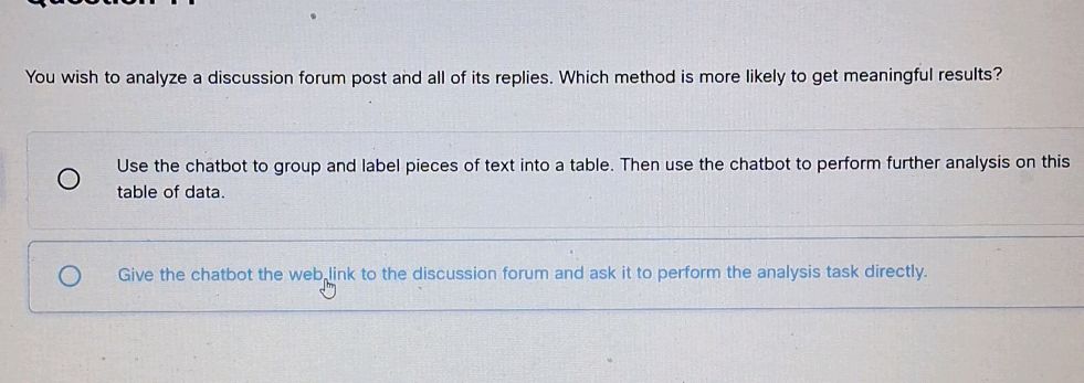 You wish to analyze a discussion forum post