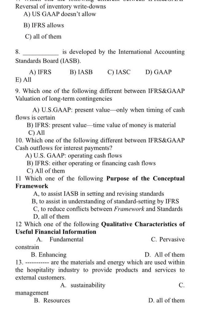 Ifrs Questions 7. Which one of the following different | StudyX