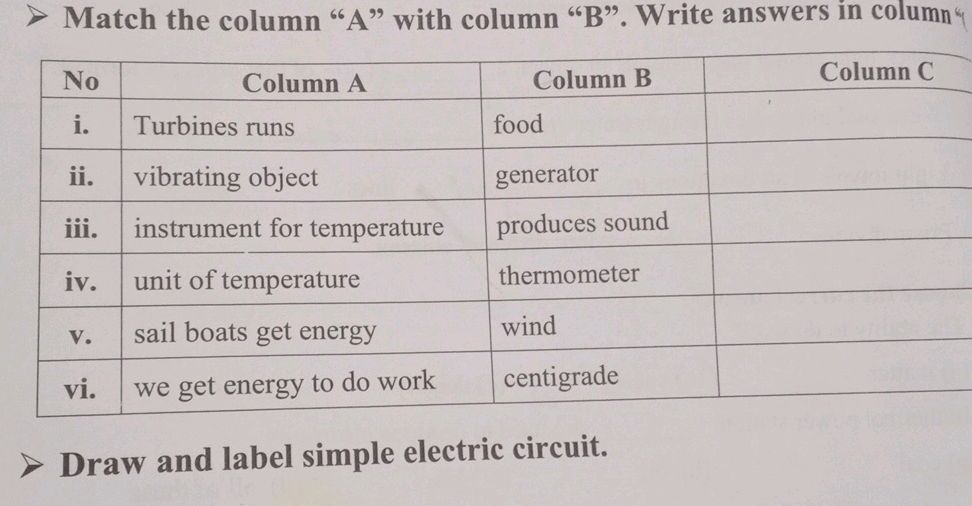 Match the column 