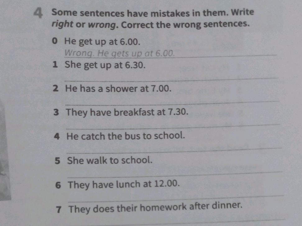 4 Some sentences have mistakes in them.