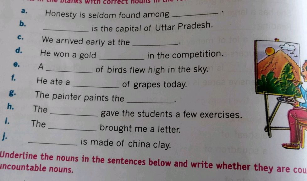 Fill in the blanks with correct nouns in the