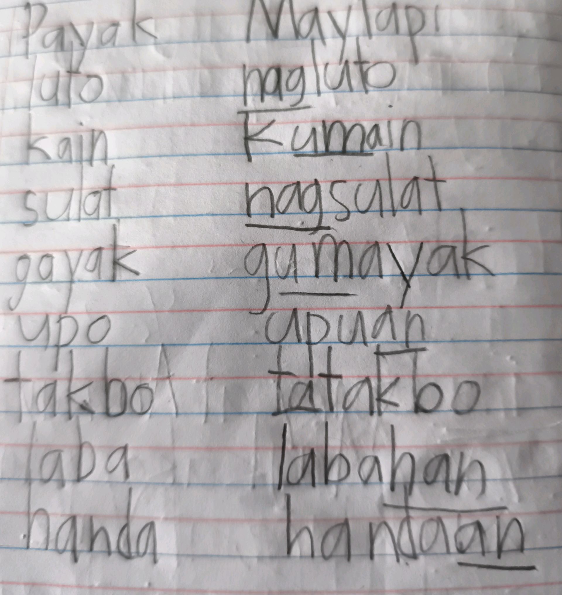 Payak Huto Kain sulat gayak Upo takbo laba | StudyX