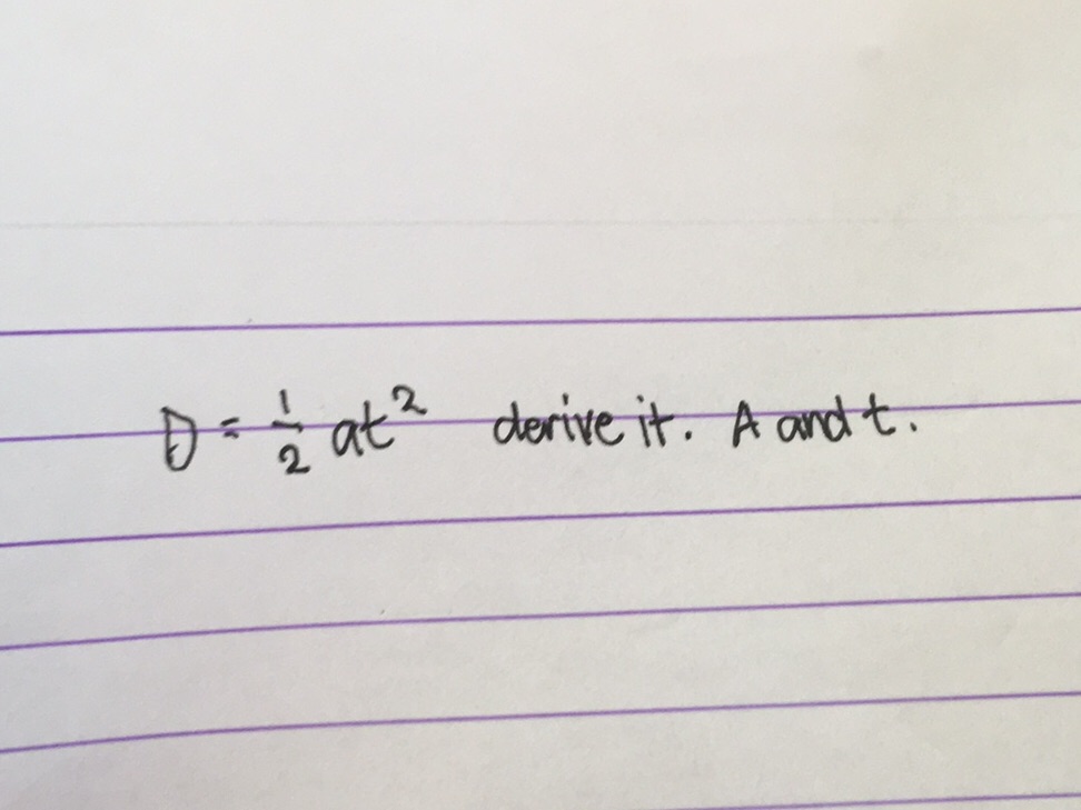 Deriving the Equation D = 1/2at^2 | StudyX