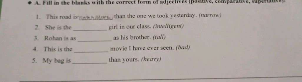 A. Fill in the blanks with the correct form | StudyX