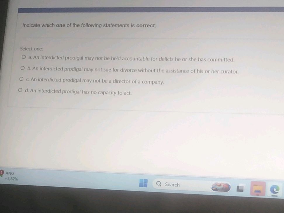 Interdicted License Example Indicate which one of the following