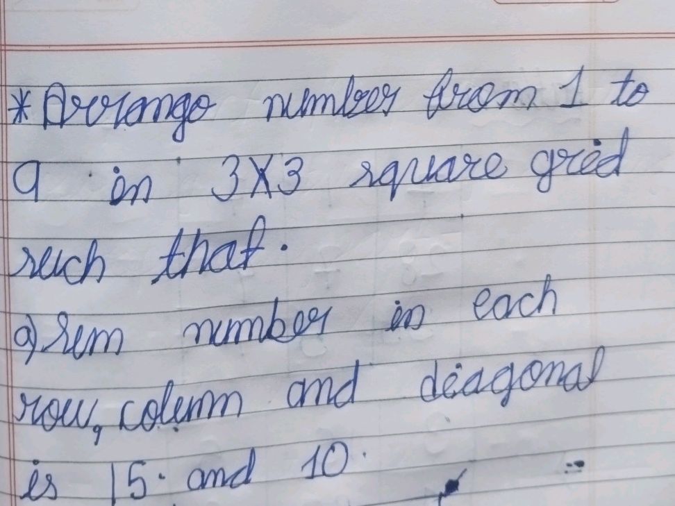 Arrange numbers from 1 to 9 in a 3x3 square