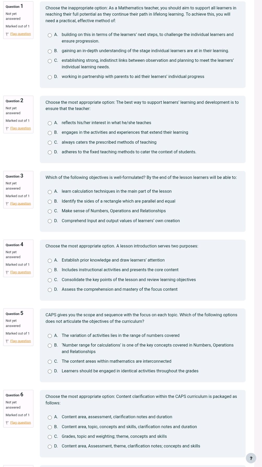 Question 1 Choose the inappropriate option: | StudyX