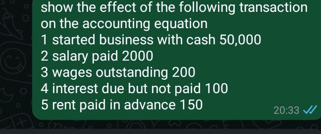 show the effect of the following transaction | StudyX