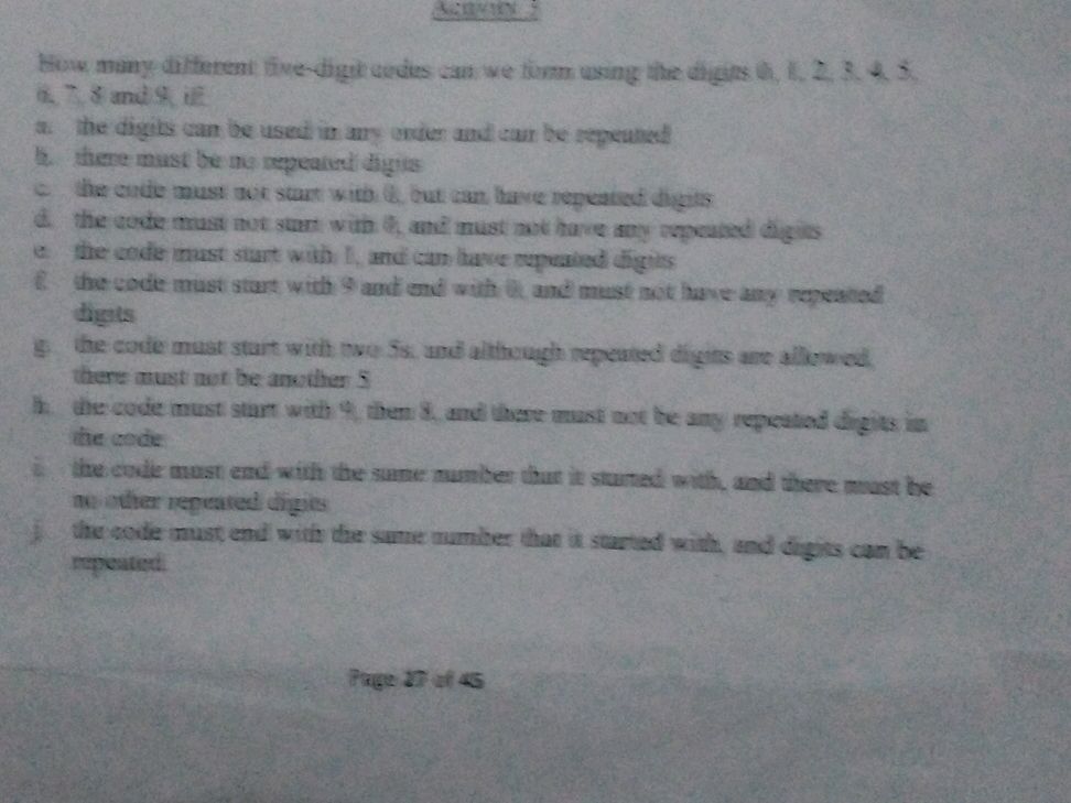 How many different five-digit codes can we | StudyX