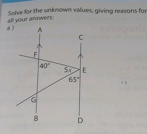 Solve for the unknown values, giving reasons