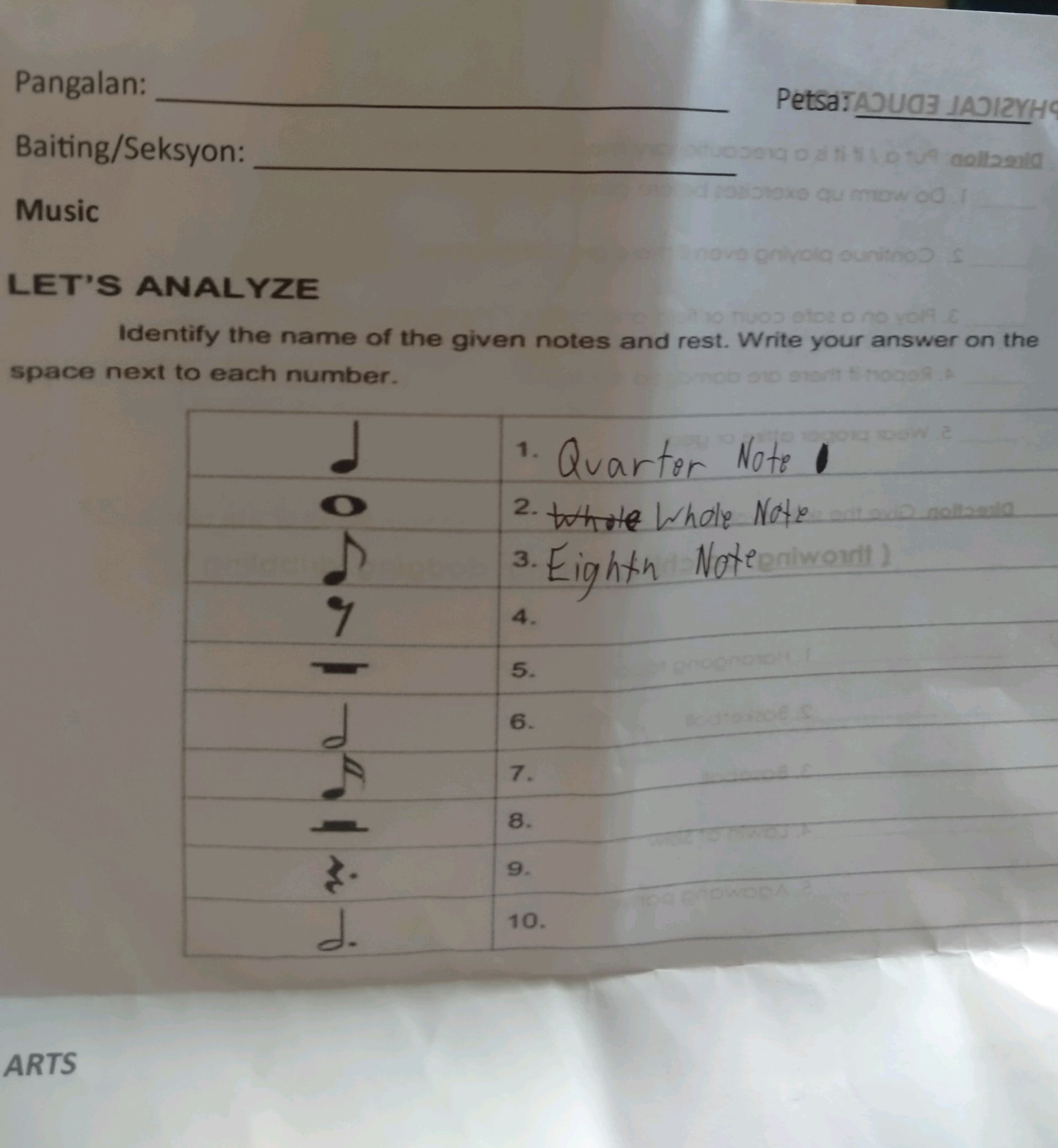 Identify the name of the given notes and