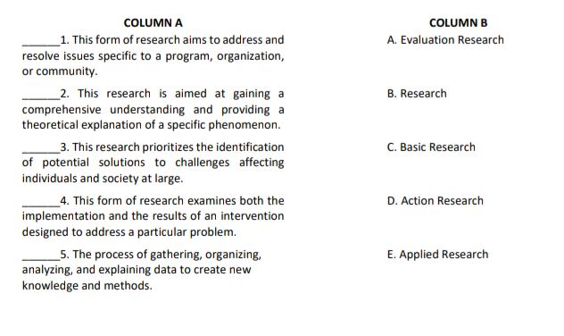 COLUMN A 1. This form of research aims to | StudyX