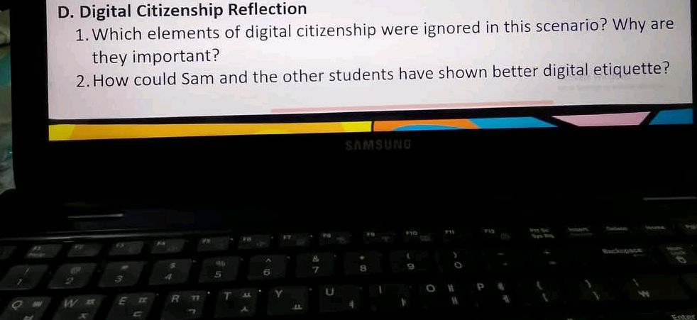 D. Digital Citizenship Reflection 1. Which | StudyX