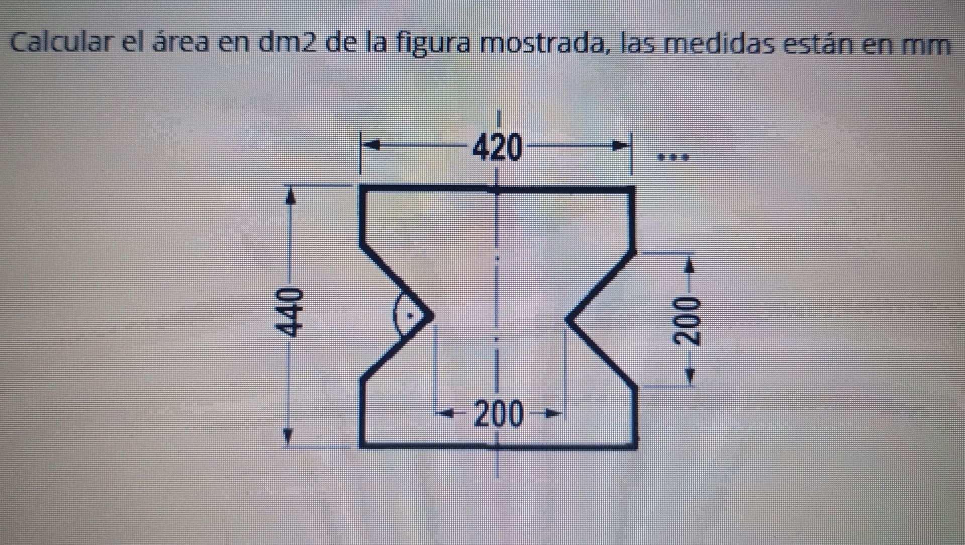 Calcular el área en dm2 de la figura