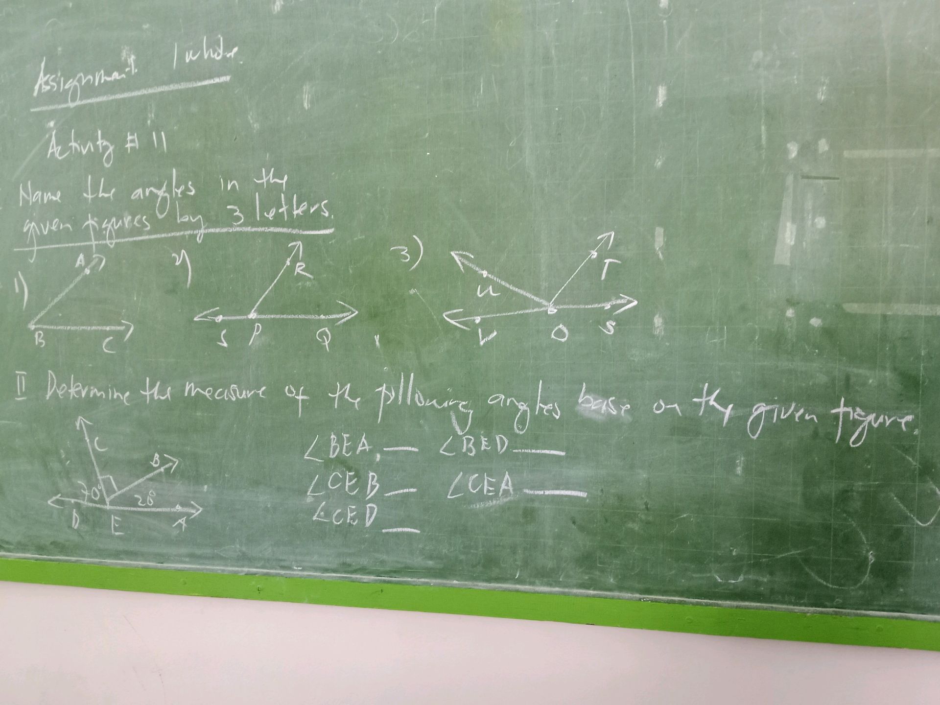 Activity # 11 Name the angles in the given | StudyX