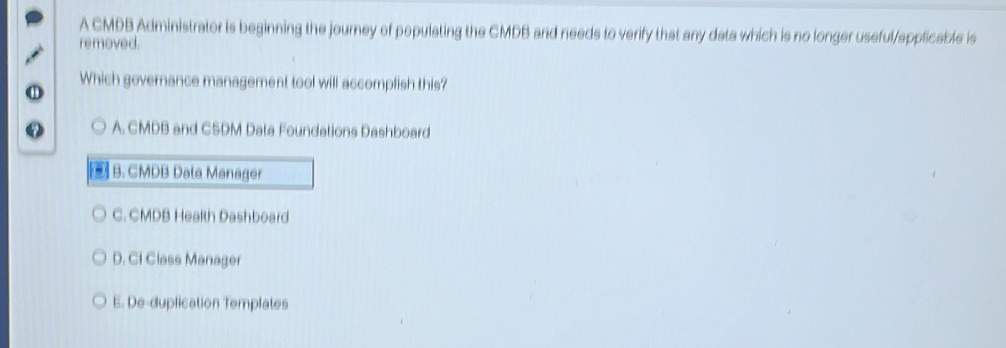 A CMDB Administrator is beginning the