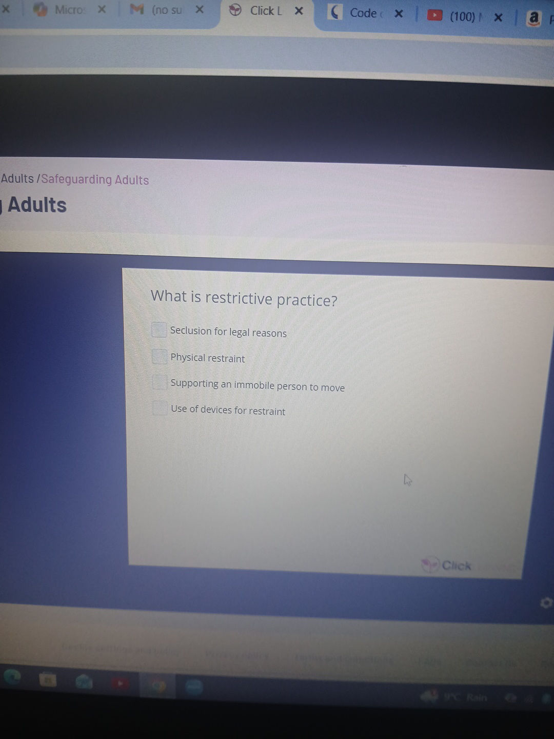 What is restrictive practice? * Seclusion | StudyX