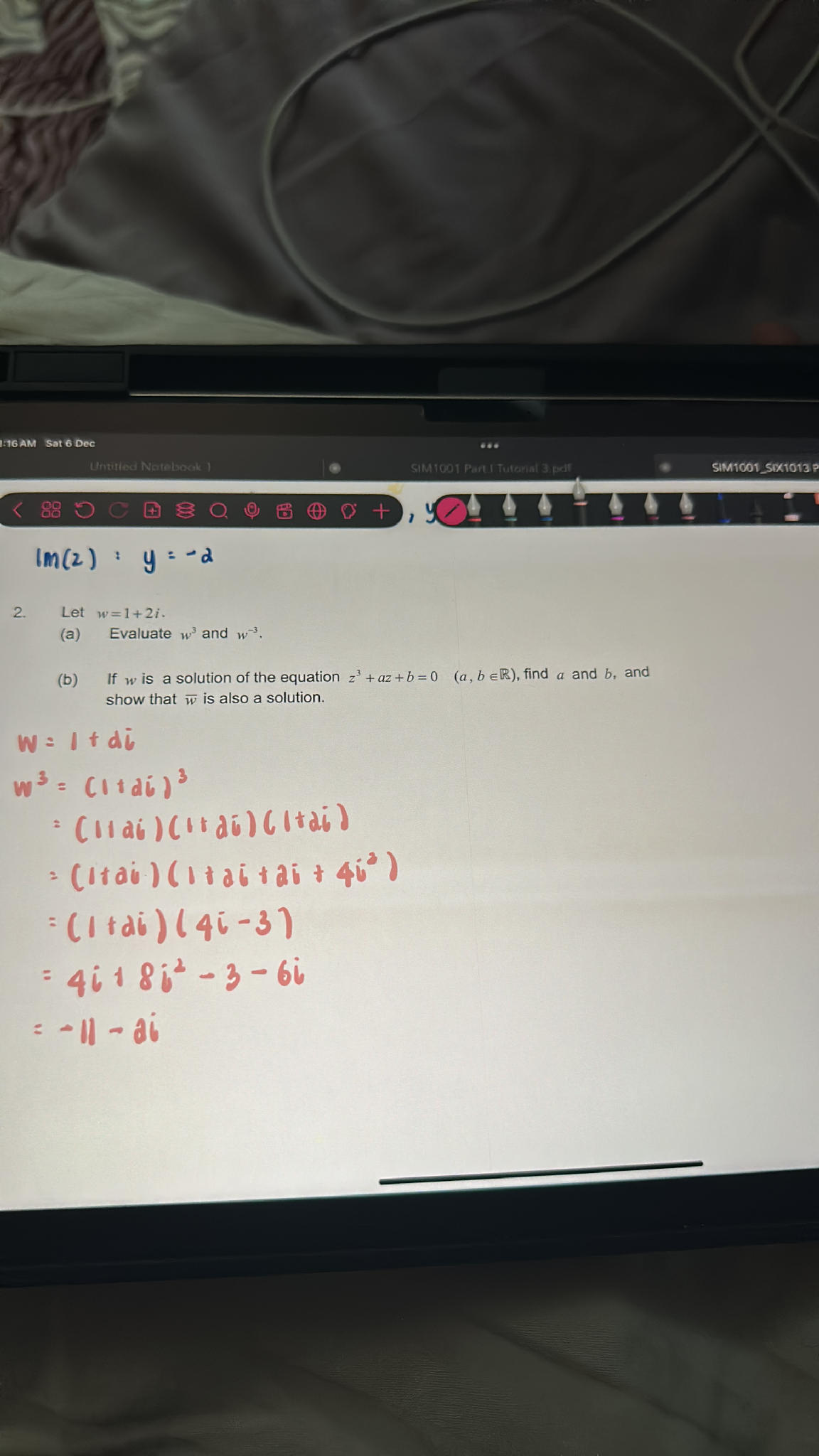 Let $w=1+2i$. (a) Evaluate $w^3$ and | StudyX